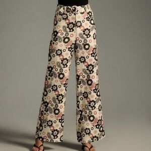 Magali Pascal- NWT Multicolored Paisley Floral Linen Kaloki Belted Pants